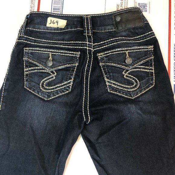 SILVER JEANS Womens Stretch SUKI SKINNY Blue Jeans / Denim Size 25 x 31 Flaps - Picture 3 of 11